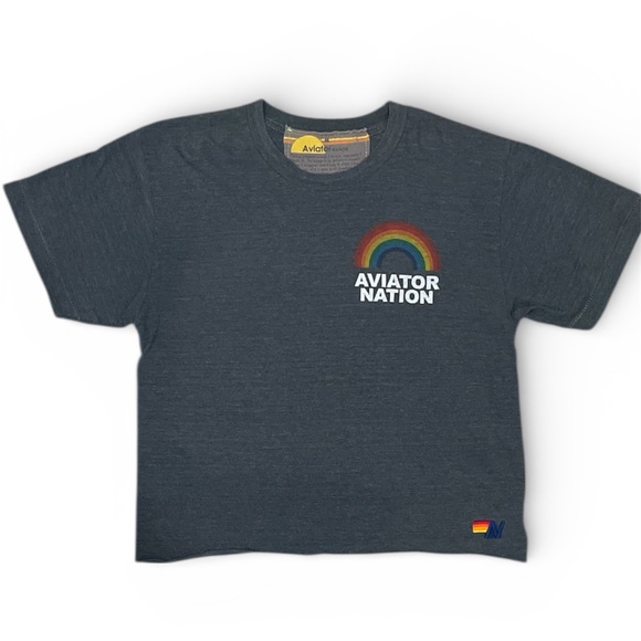 Aviator Nation Tops - Aviator Nation Boyfriend Charcoal Tee with Rainbow 🌈